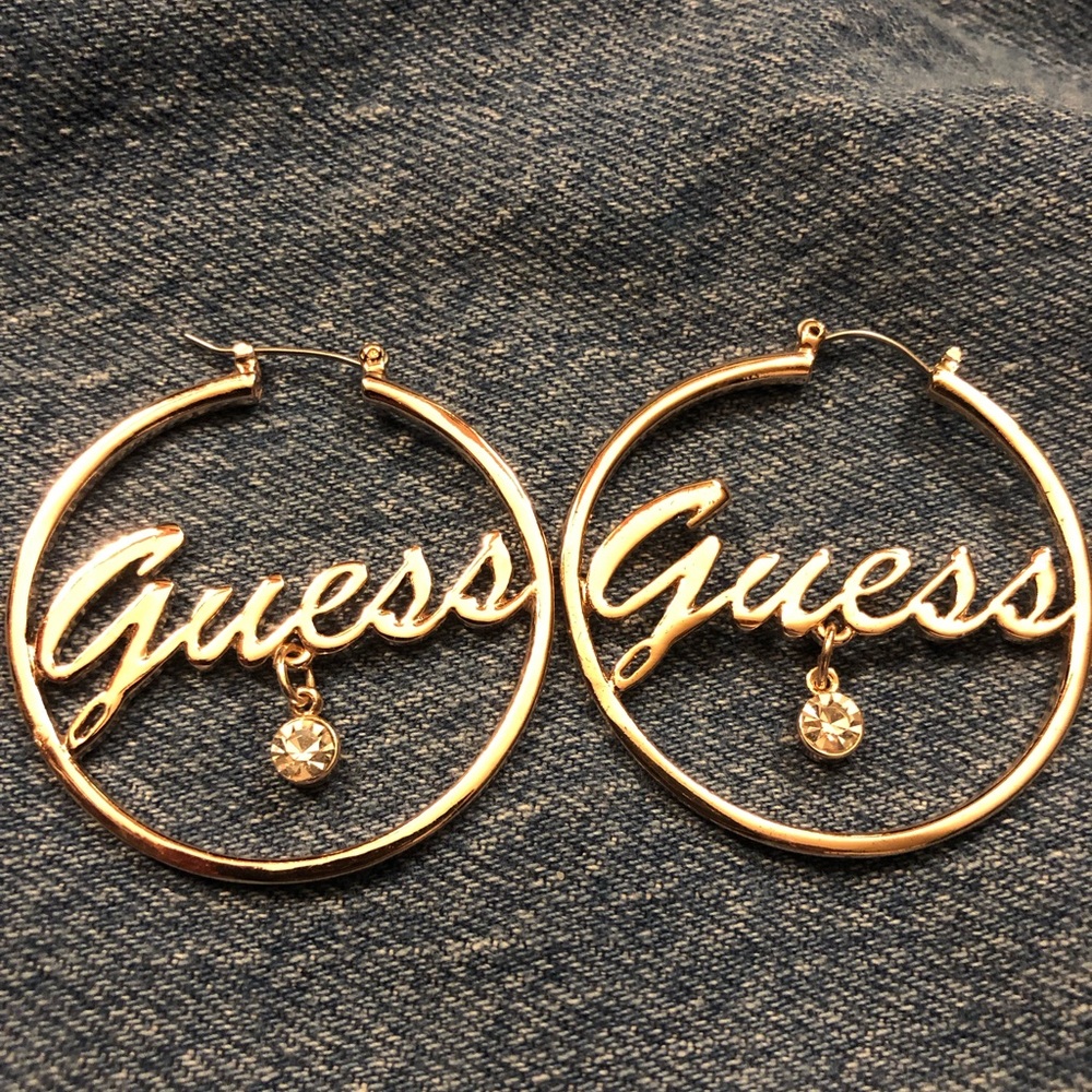 Guess Gold Logo Hoop Earrings